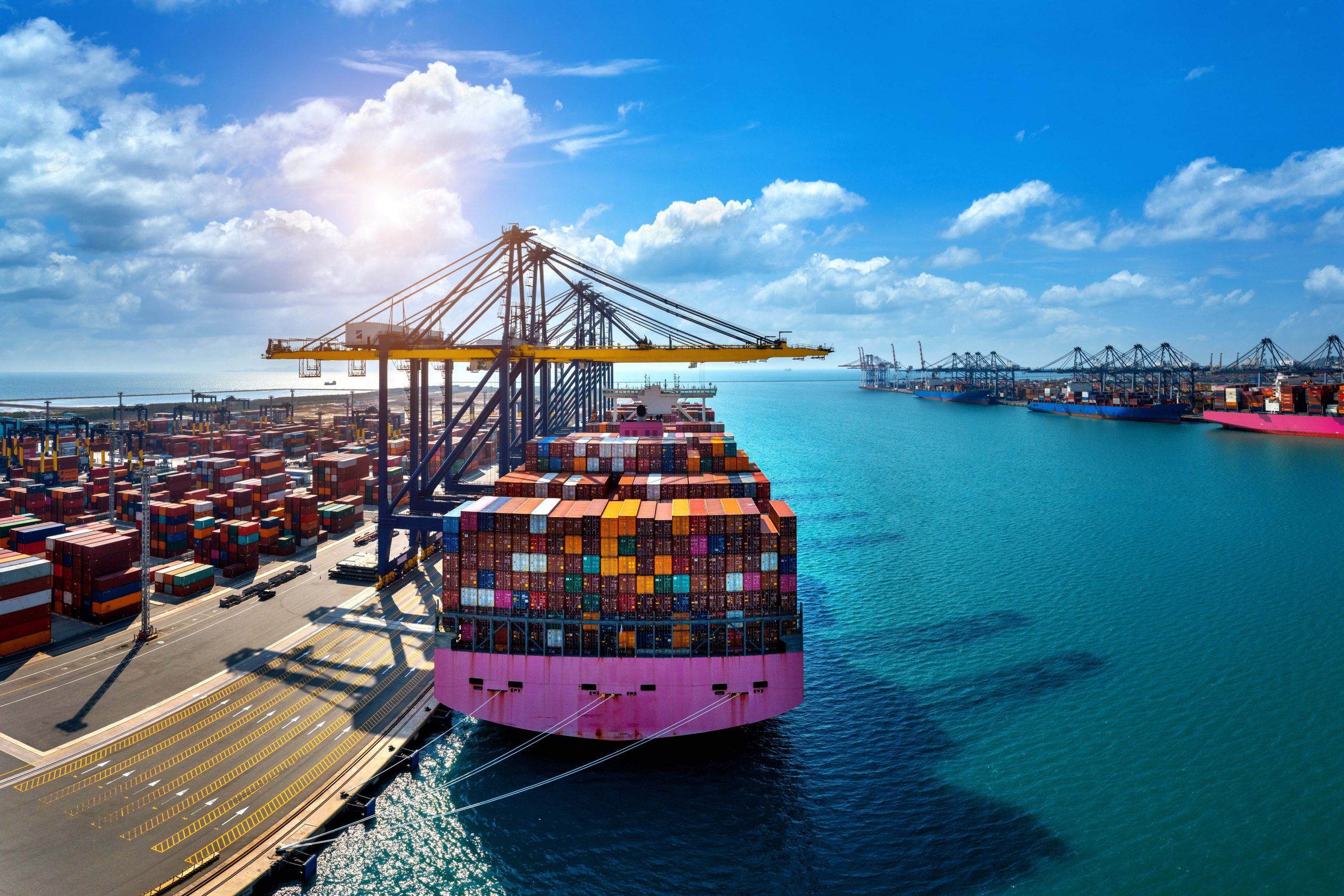 aerial view cargo ship cargo container harbor1